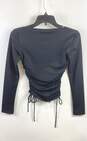 Zara Women Black Cinched Square Neck Blouse M image number 2
