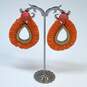 Designer J. Crew Orange Tassel Fashionable Screw Back Teardrop Earrings image number 1