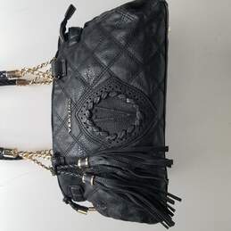 Vertigo Black Faux Leather Quilted Medium Satchel Bag Handbag