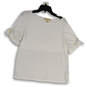 Womens White Short Sleeve Round Neck Pullover Blouse Top Size Large image number 1