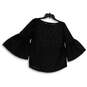 Womens Black Lace 3/4 Bell Sleeve Pullover Blouse Top Size M image number 2