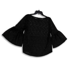 Womens Black Lace 3/4 Bell Sleeve Pullover Blouse Top Size M alternative image