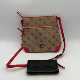 Dooney & Bourke Womens Brown Red Crossbody Bag Purse With Black Wallet Lot