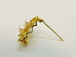 14K Gold White Pearls  Petals Flower Brooch 3.7g alternative image