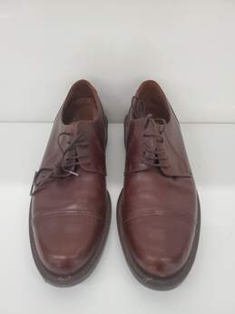 Men Ecco Brown Leather Fibre System Insole Oxfords Dress Shoes Size-9 used