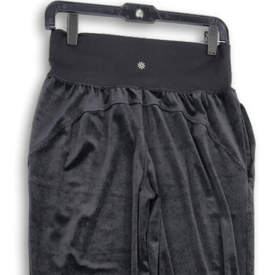 Womens Black Pleated Elastic Waist Tapered Leg Pull-On Jogger Pants Size M image number 4