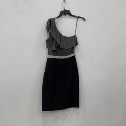 NWT Womens Gray Black One Shoulder Knee Length Sheath Dress Size 4 alternative image