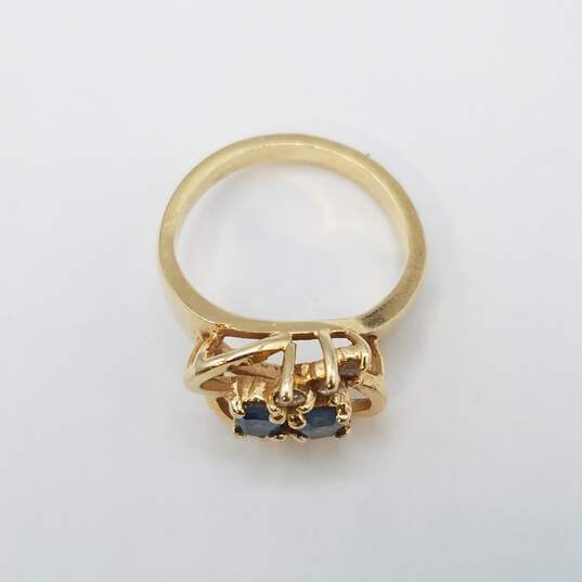 14K Gold Blue Gemstone Diamond Size 3 1/2 Ring 4.0g image number 3