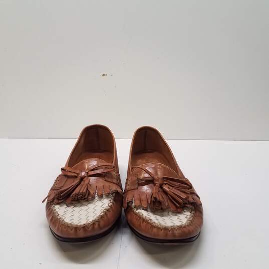 Cole Haan Brown Leather Woven Kiltie Tassel Loafers Shoes Men's Size 8.5 M image number 6