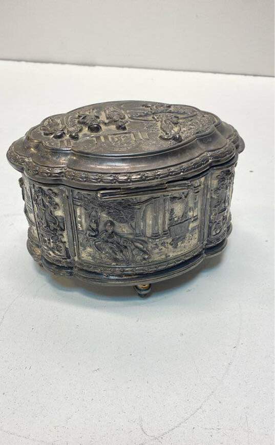 Jennings Brothers 4 inch Tall Antique Metal Jewelry Box image number 1