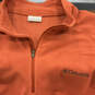 Mens Orange Mock Neck Long Sleeve Quarter Zip Fleece Jacket Size XL image number 3