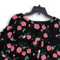 Womens Black Pink Floral V-Neck 3/4 Sleeve Pullover Blouse Top Size 3 image number 4