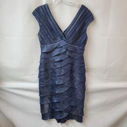 Adrianna Papell Blue Sleeveless Tiered Pleated Cocktail Dress Size 4