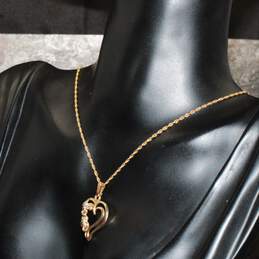 Landstrom's 10K Black Hills Gold White Sapphire Accent Heart Pendant w/ 14K Chain Necklace - 4.2g alternative image