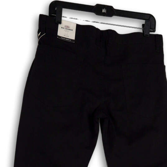 Mens Black Flat Front Straight Leg Slash Pocket Dress Pants Size 32/32 image number 4