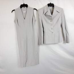 List Women Light Gray Suit Dress Set Sz 40