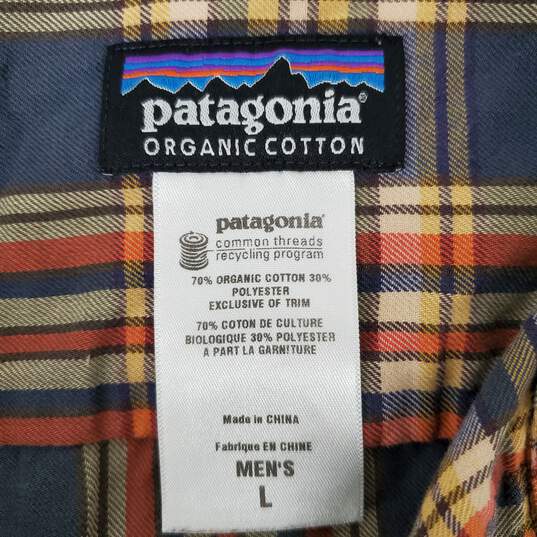 VTG Patagonia MN's Organic Cotton Plaid Flannel Long Sleeve Shirt Size L image number 3