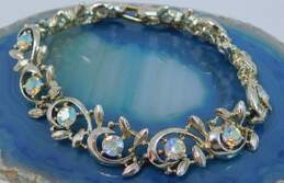 Vintage Aurora Borealis Rhinestone Bracelets & Lucite Floral Brooches 81.4g alternative image