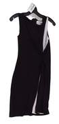 Womens Black White Round Neck Sleeveless Casual Tank Dress Size 6 image number 1