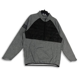 Mens Gray Black Long Sleeve Mock Neck 1/2 Zip Pullover Jacket Size L alternative image