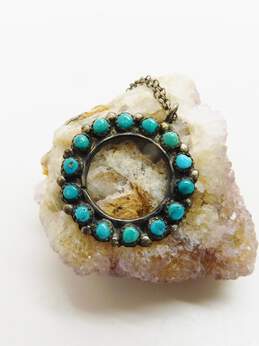 Artisan 925 Southwestern Turquoise Snake Eyes Open Circle Pendant Necklace alternative image
