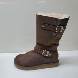 UGG Australia 5678 Leather Moto Harness Boots Kensington Brown Womens US 8