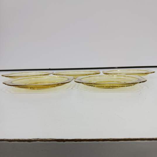 Set of 5 Vintage Amber Madrid Depression Glass Saucers image number 5