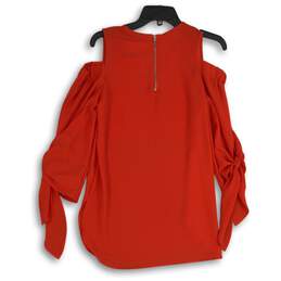 NWT Gibson Womens Red Cold Shoulder Long Sleeve Back Zip Blouse Top Size XS alternative image