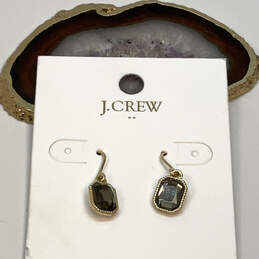 Designer J. Crew Gold-Tone Crystal Cut Stone Fish Hook Drop Earrings