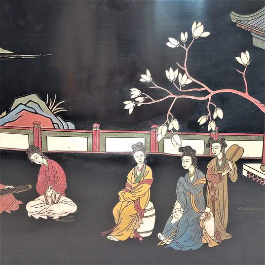 Asian Artwork Vintage Black Lacquer Landscape  Wall Art image number 3
