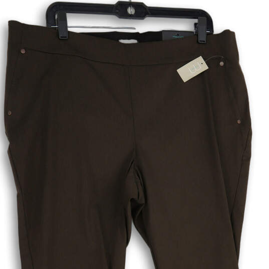 NWT Womens Brown Mid Rise Pull-On Bootcut Leg Ankle Pants Size 18 W Long image number 3