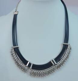 Romantic Boho 925 Sterling Silver Fringe Collar Necklace 45.0g