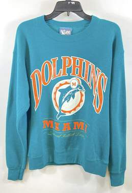 Vintage Lee Sport Unisex Adults Turquoise Miami Dolphins NFL Sweatshirt Size M
