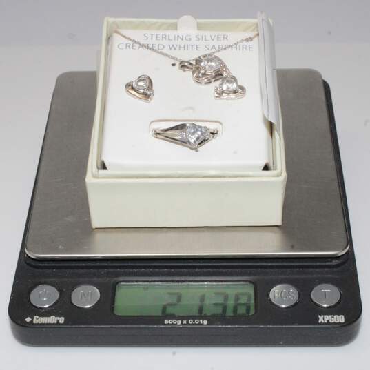 Sterling Silver White Sapphire Jewelry Set w/Box - 5.74g image number 8