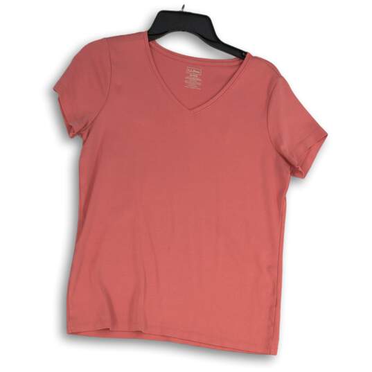 L.L. Bean Womens Pink V-Neck Short Sleeve Pullover T-Shirt Size Medium image number 1