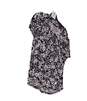 NWT Womens Black White Floral Short Sleeve Blouse Top Size Large image number 2