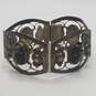 TNC-Mexico 925 Silver Cats Eye Carved Face Panel Link 7.5" Bracelet 45.8g image number 2
