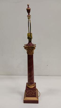 Vintage Red/Bronze Pillar Table Lamp