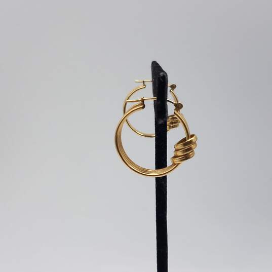 14k Gold Tubular Hoop Earrings 3.6g image number 2