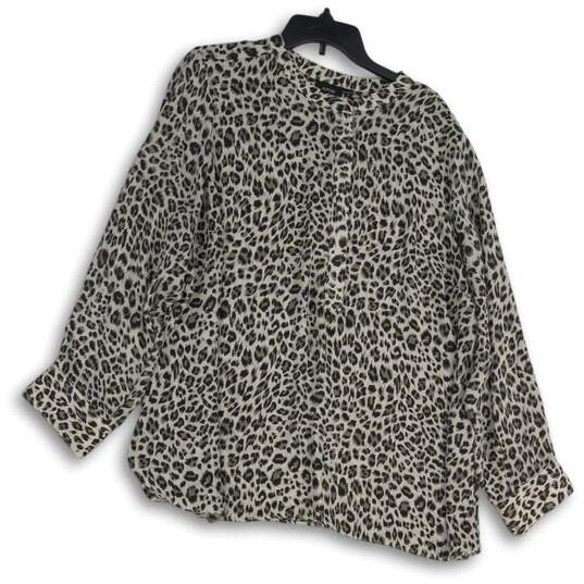 APT.9 Womens Black White Animal Print Round Neck Pullover Blouse Top Size 2X image number 1