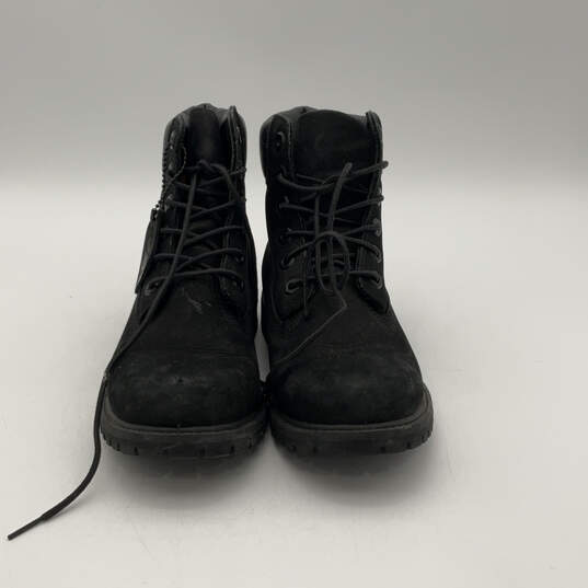 Womens Black Leather Round Toe Lace-Up Stylish Combat Boots Size 6.5M image number 1