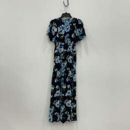 NWT Womens Blue Floral Short Sleeve V Neck Button Front Maxi Dress Size S alternative image