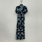 NWT Womens Blue Floral Short Sleeve V Neck Button Front Maxi Dress Size S image number 2