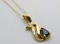 14K Yellow Gold Sapphire Diamond Accent Ribbon Pendant Necklace 1.3g image number 1
