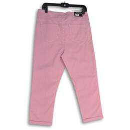 NWT Mario Serrani Womens Pink White Striped Stretch Pull-On Capri Pants Size L alternative image