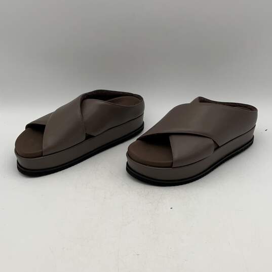 Roam Womens Cross Stack Brown Wedge Heel Slip-On Slide Sandals Size 10 image number 2