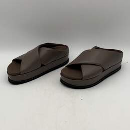 Roam Womens Cross Stack Brown Wedge Heel Slip-On Slide Sandals Size 10 alternative image