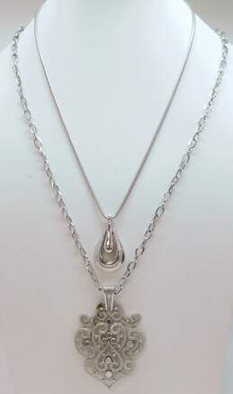 Vintage Crown Trifari Silver Tone Pendant Necklaces 54.3g