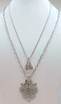 Vintage Crown Trifari Silver Tone Pendant Necklaces 54.3g image number 1