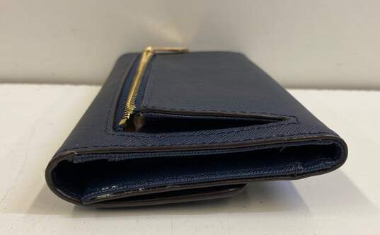 Michael Kors Navy Blue Leather Bifold Card Organizer Envelope Wallet image number 3